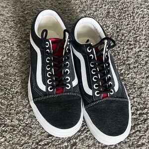Vans Black and Red Men's Sneakers with White Accents